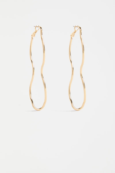 Elk Svel Long, Wavy Hoop Earring - Gold