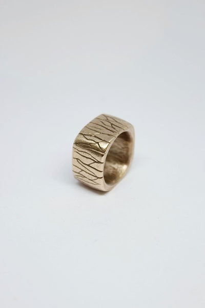 Bronze  Wide Square, Carved Ring - #14