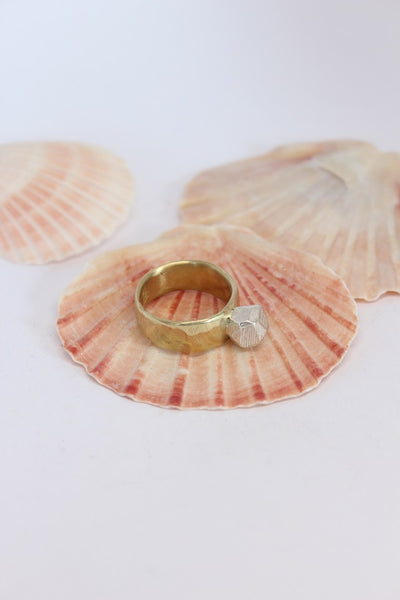 Brass + Silver Rock Ring  - #101