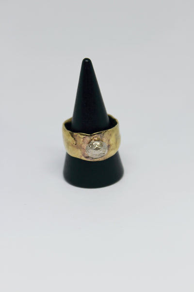 Brass + Silver Rock Ring - #89