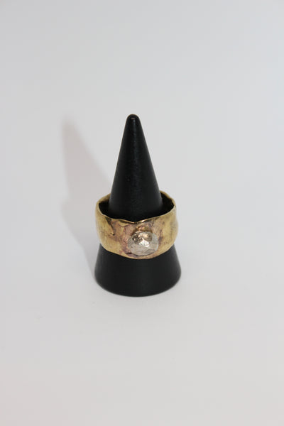 Brass + Silver Rock Ring - #89