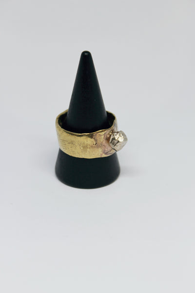 Brass + Silver Rock Ring - #89