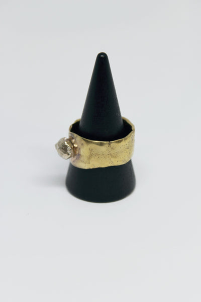 Brass + Silver Rock Ring - #89