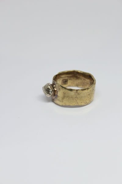 Brass + Silver Rock Ring - #89