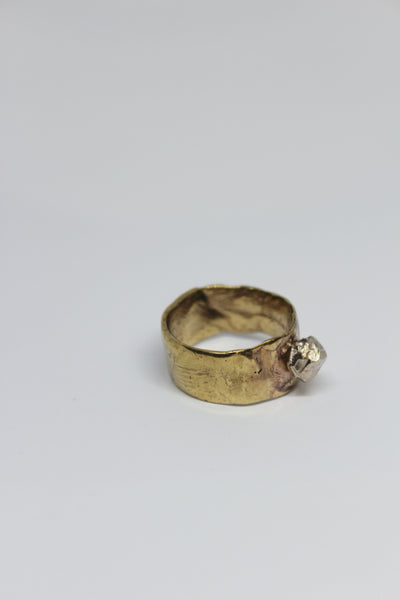 Brass + Silver Rock Ring - #89