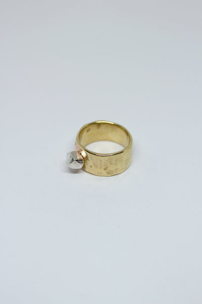 Brass + Silver Rock Ring - #177