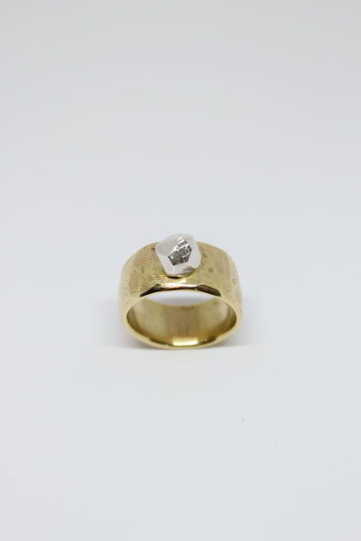 Brass + Silver Rock Ring - #177