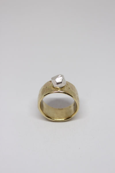 Brass + Silver Rock Ring - #177