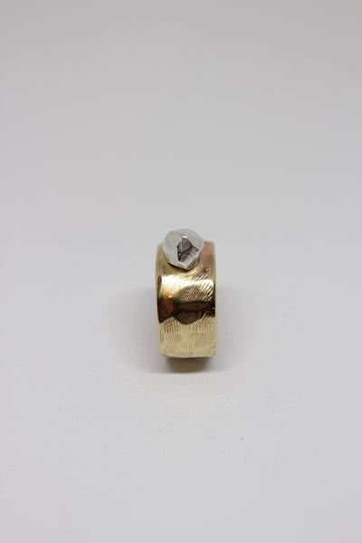 Brass + Silver Rock Ring - #177