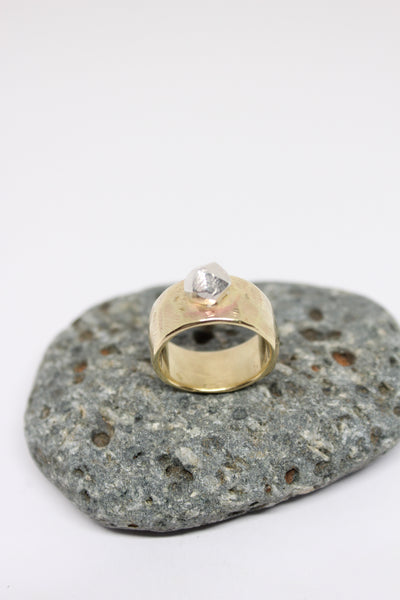 Brass + Silver Rock Ring - #177