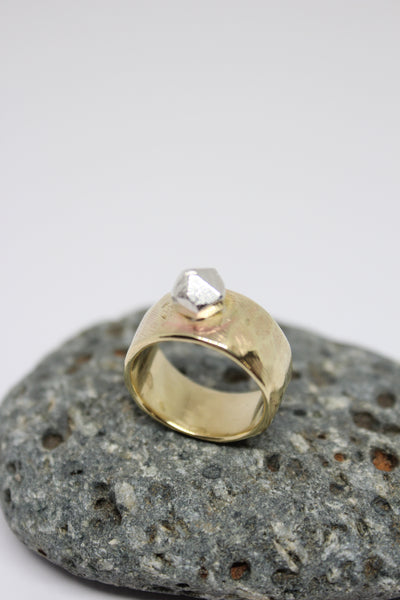 Brass + Silver Rock Ring - #177