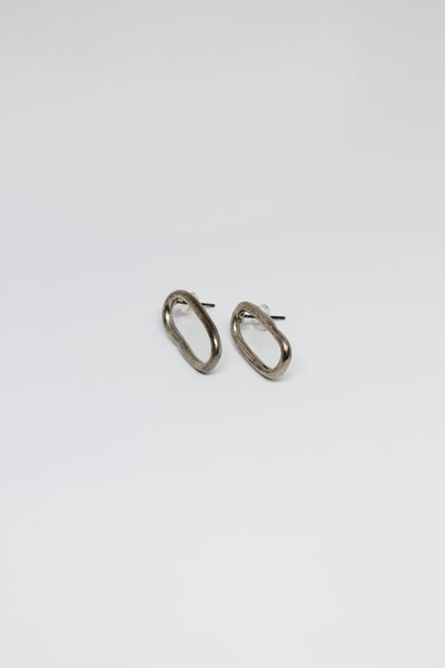 Silver, Hand Formed, Small Hoop Stud Earrings- #70