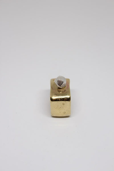 Brass Large Square Band with Silver Rock - #178