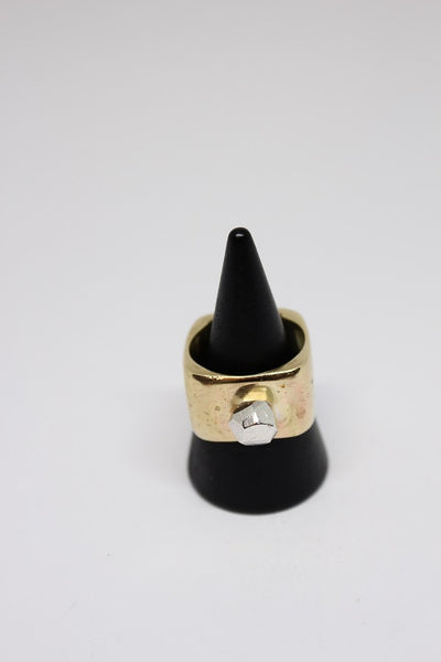 Brass Large Square Band with Silver Rock - #178