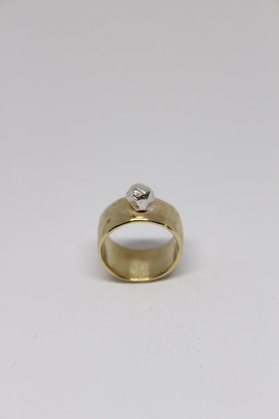 Brass + Silver Rock Ring - #181
