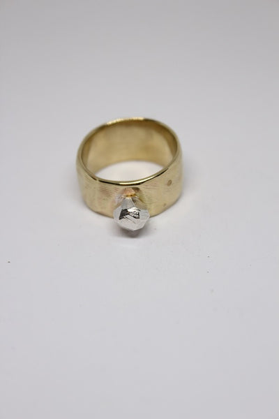 Brass + Silver Rock Ring - #181