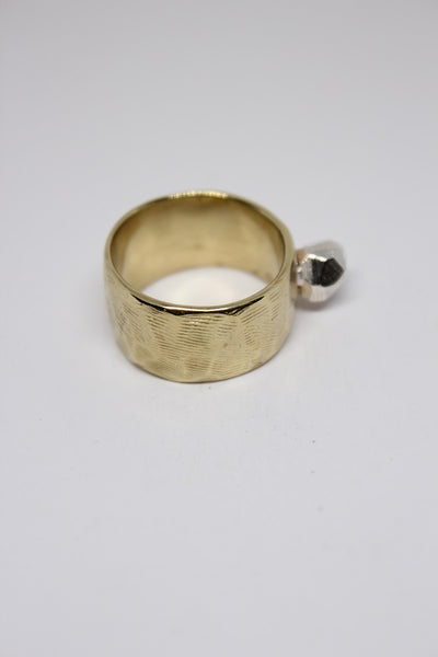 Brass + Silver Rock Ring - #181