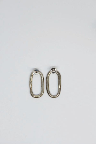 Silver, Hand Formed, Small Hoop Stud Earrings- #70