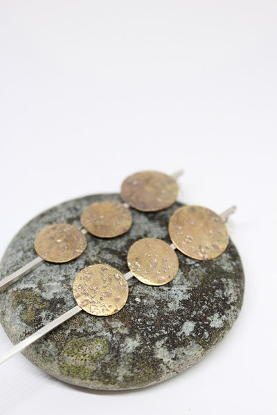 Silver + Brass Disc Stud Earrings- #74