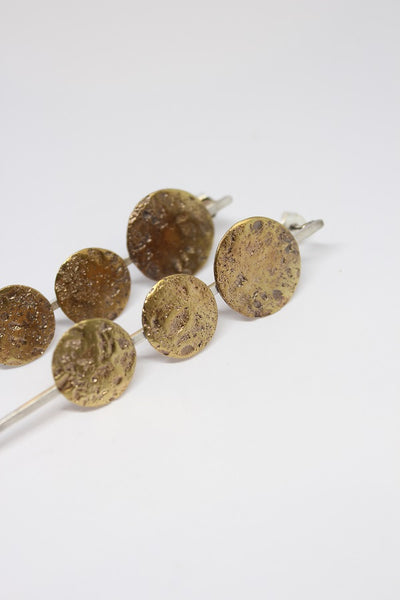 Silver + Brass Disc Stud Earrings- #74