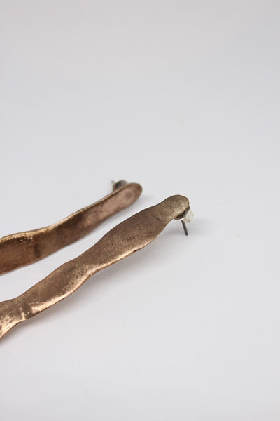 Bronze Hand Formed Stud Earrings- #67