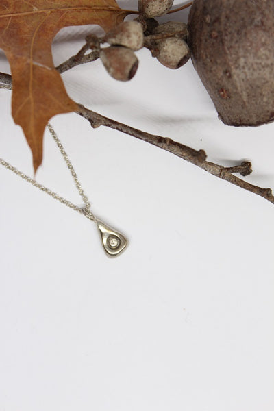 Silver Hand Formed Triangle Pebble Pendant - #77