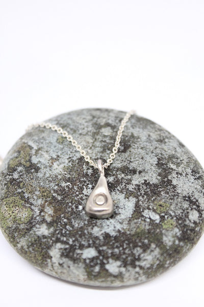 Silver Hand Formed Triangle Pebble Pendant - #77