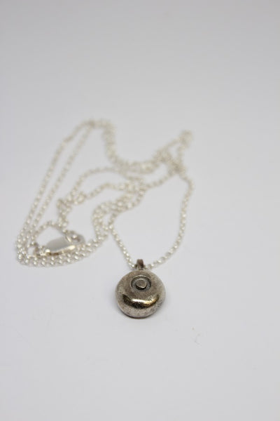 Silver Hand Formed Pebble Pendant - #78