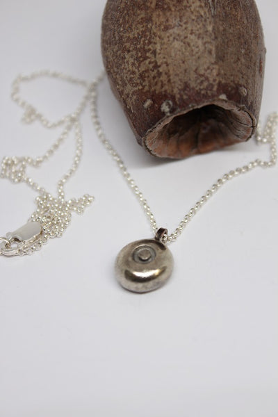 Silver Hand Formed Pebble Pendant - #78