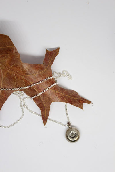 Silver Hand Formed Pebble Pendant - #78