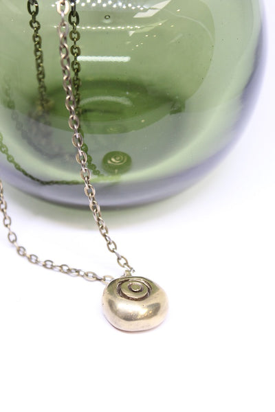 Brass Pendant, Large Hand Formed Pebble on Brass Chain  - #75