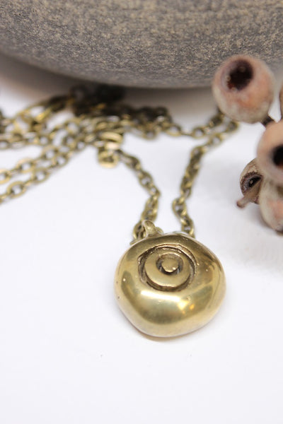 Brass Pendant, Large Hand Formed Pebble on Brass Chain  - #75