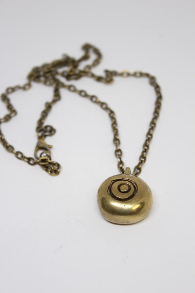 Brass Pendant, Large Hand Formed Pebble on Brass Chain  - #75